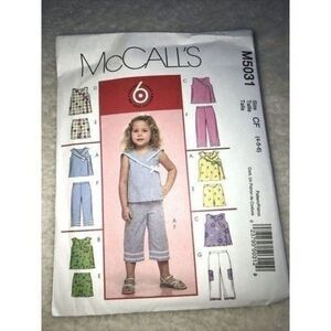 McCall’s M5031 Toddler Tops, Shorts,Capri 9pc Uncut Pattern English & Spanish